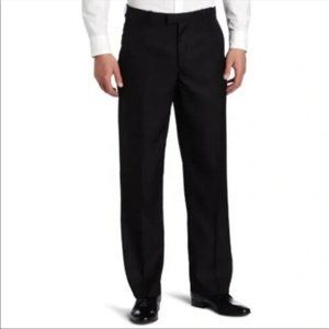 Men 34 x 30 Perry Ellis Portfolio Black Flat Front Dress Pants 5FSB0113 Slacks